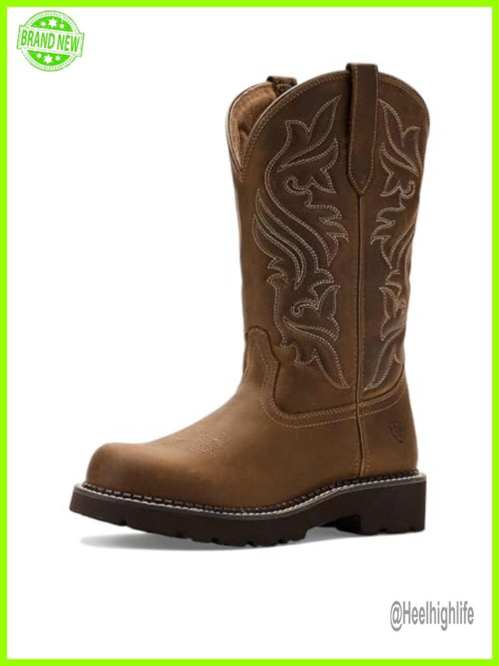Western Cowboy Boots Leather 11in Shaft EVA Sole Round Toe Equestrian
